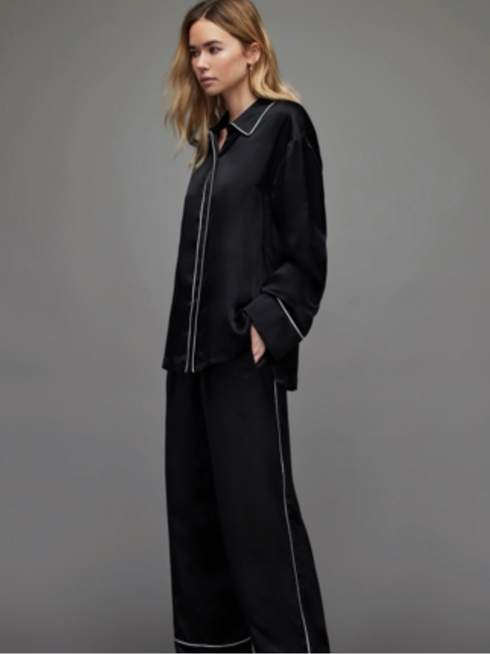 All Saints Softi Pyjama Shirt Black - M
